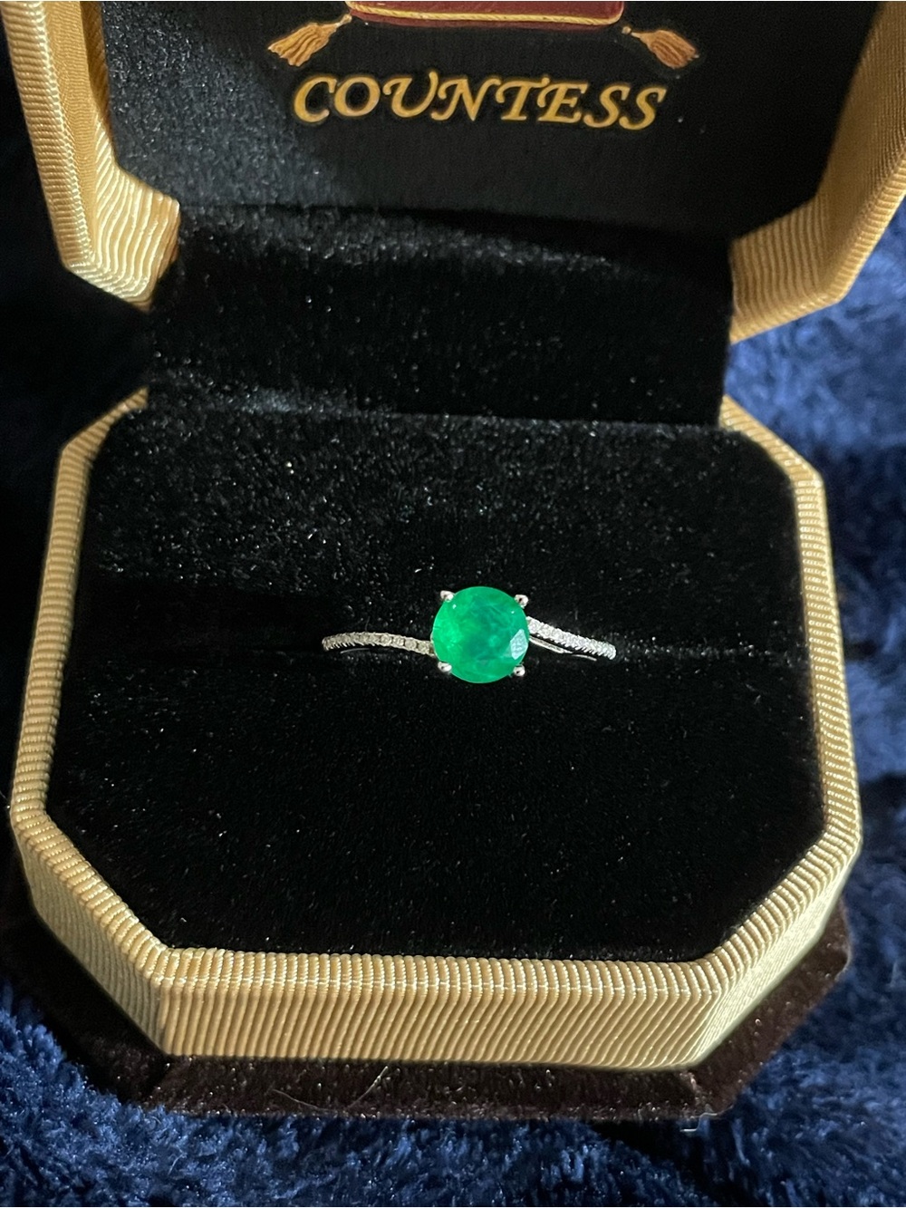 100% Genuine 1Ct Zambian Emerald Ring with 22 Diamonds, 925 Sterling Silver